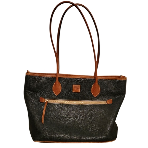 Dooney & Bourke Handbags - Dooney & Burke Pebble Grain Tote Leather W/ Canvas Liner Many Pockets Purse Bag